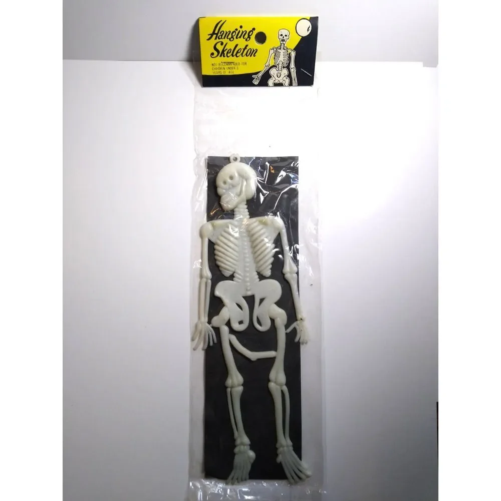 Vintage Hanging Skeleton Halloween Decoration Prop New Old Stock Sealed Package